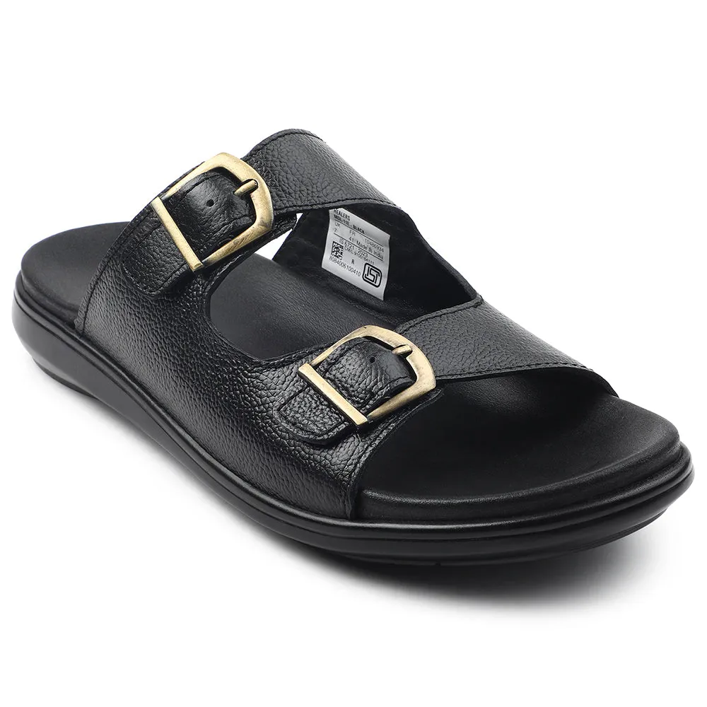 Healers Black Casual Sandal For Men MDL-11E By Liberty
