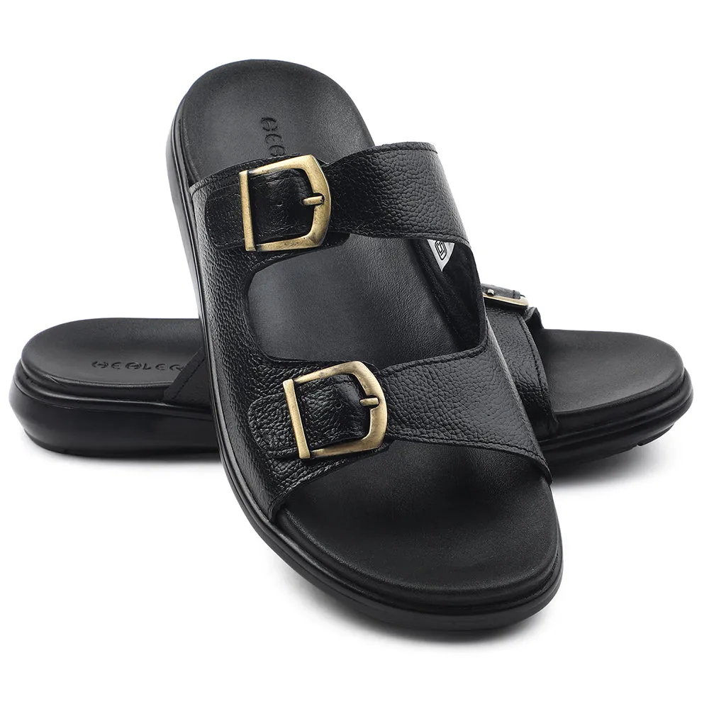 Healers Black Casual Sandal For Men MDL-11E By Liberty