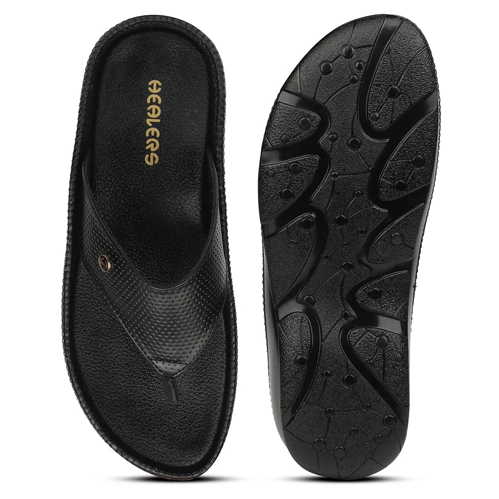 Healers Black Casual Slipper For Men CSS-25 By Liberty