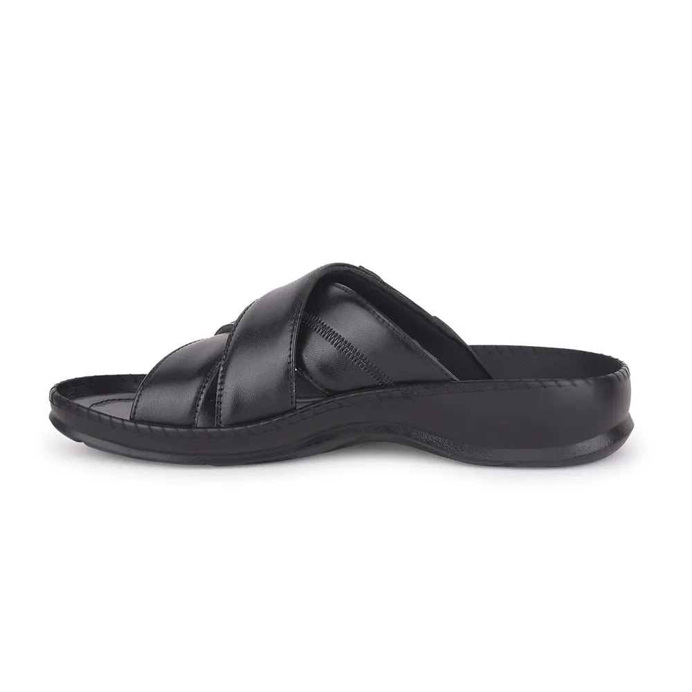 Healers Black Casual Slippers For Men STARC-2E By Liberty