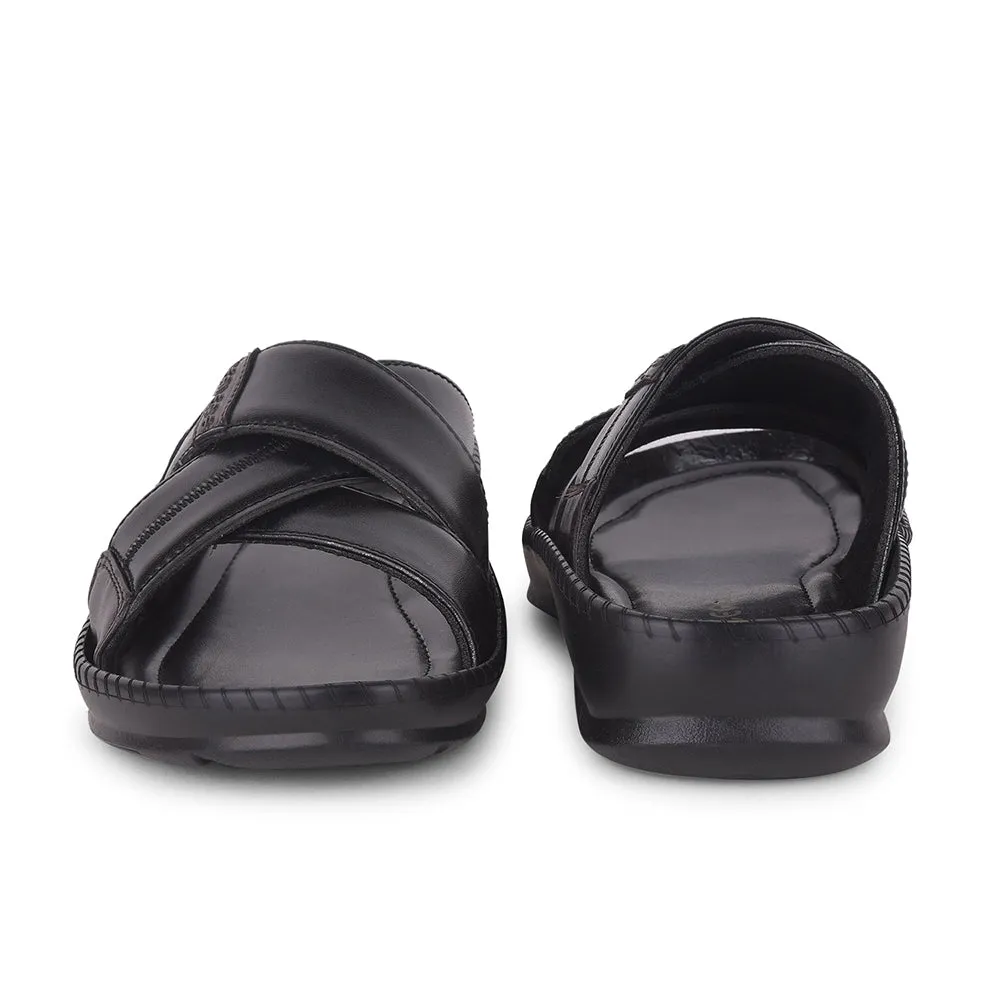 Healers Black Casual Slippers For Men STARC-2E By Liberty