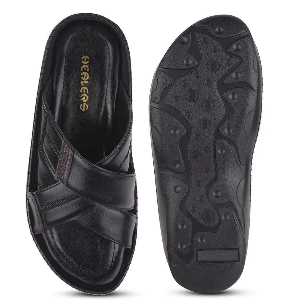 Healers Black Casual Slippers For Men STARC-2E By Liberty