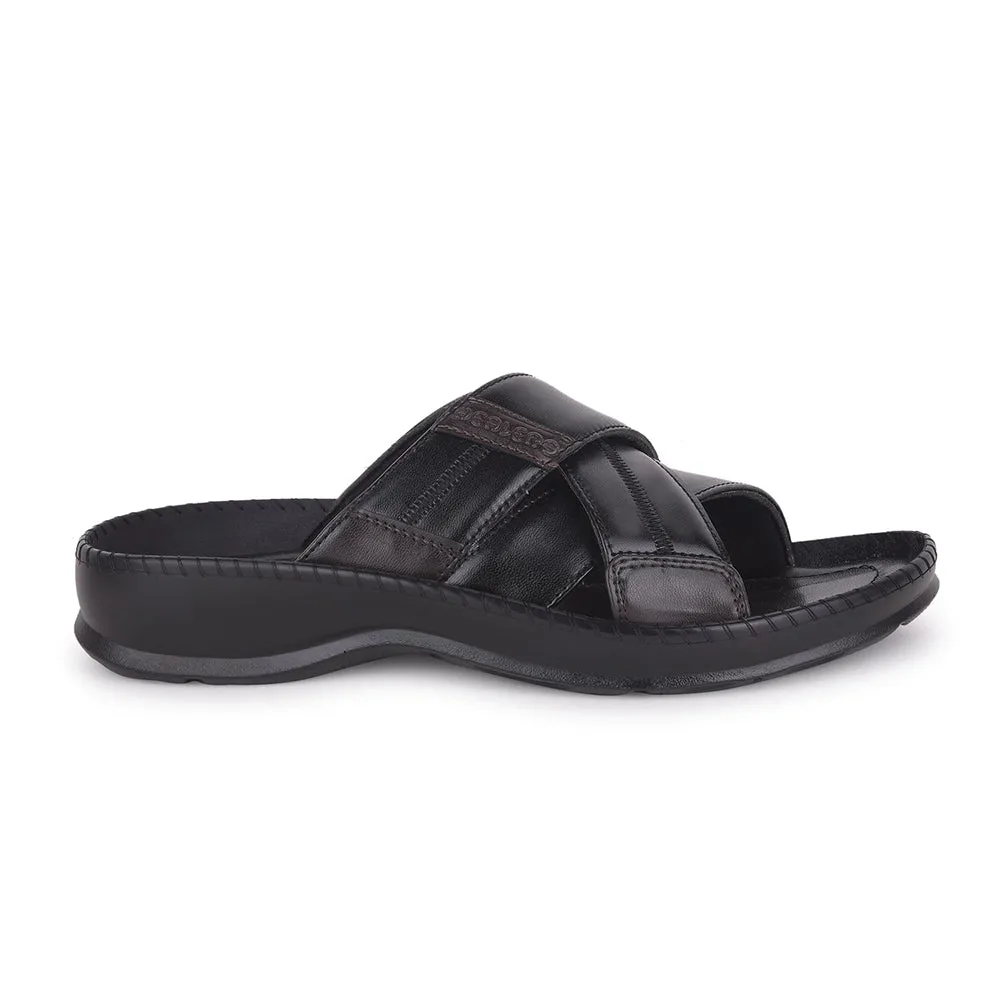Healers Black Casual Slippers For Men STARC-2E By Liberty