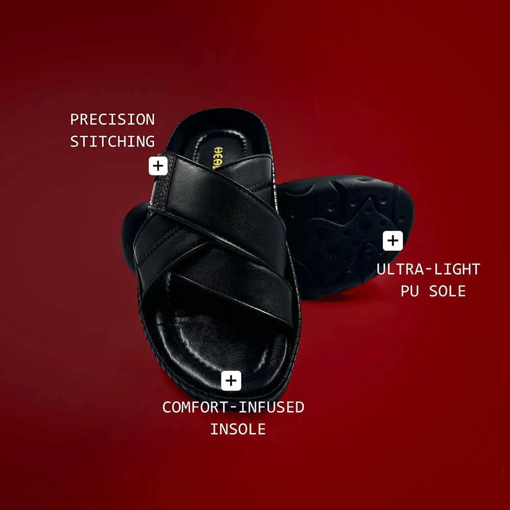 Healers Black Casual Slippers For Men STARC-2E By Liberty