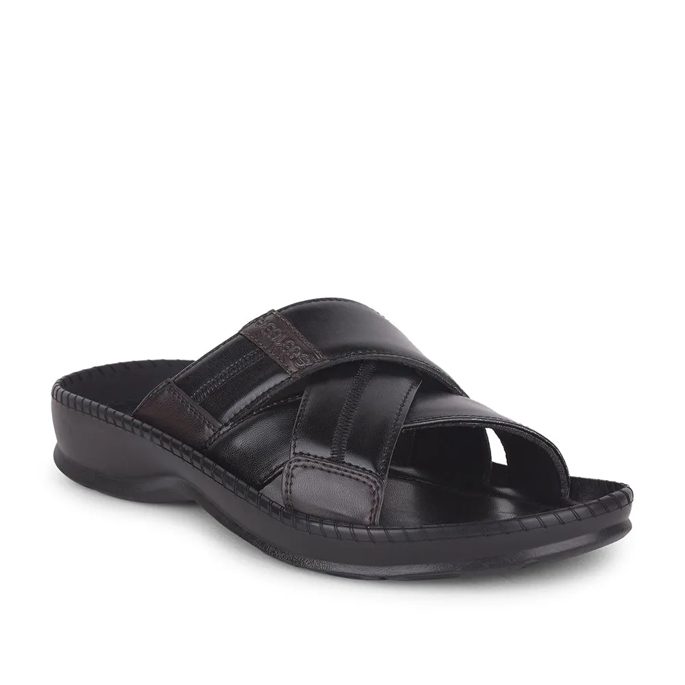 Healers Black Casual Slippers For Men STARC-2E By Liberty