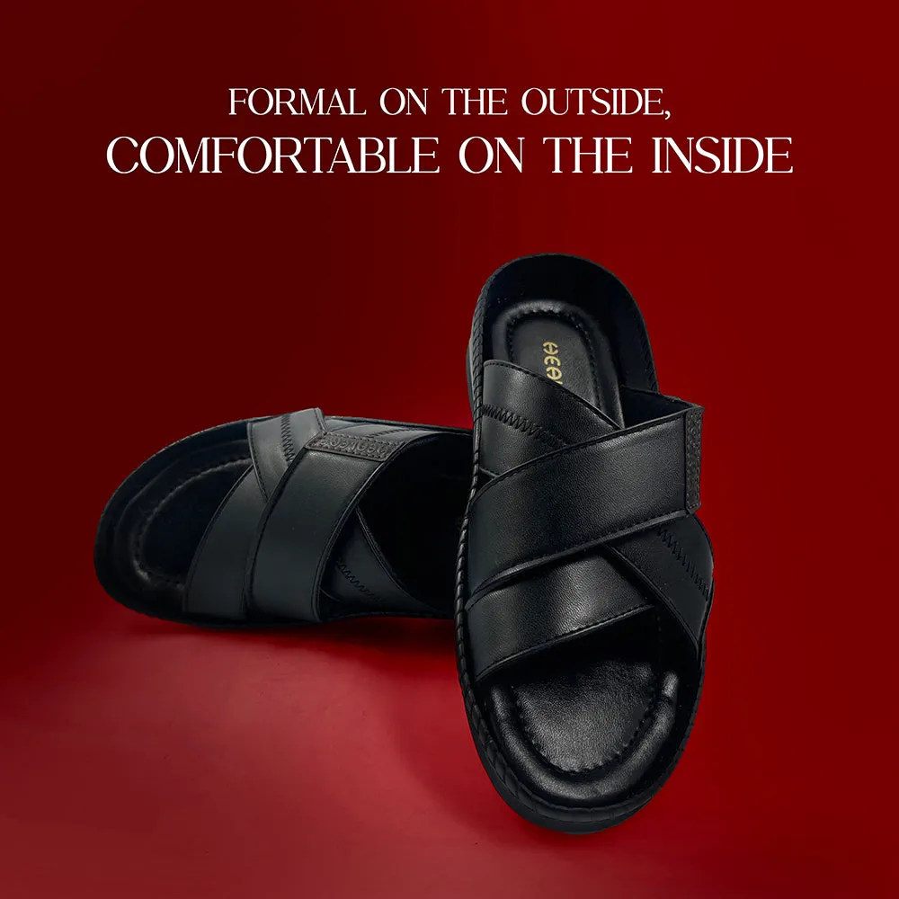 Healers Black Casual Slippers For Men STARC-2E By Liberty