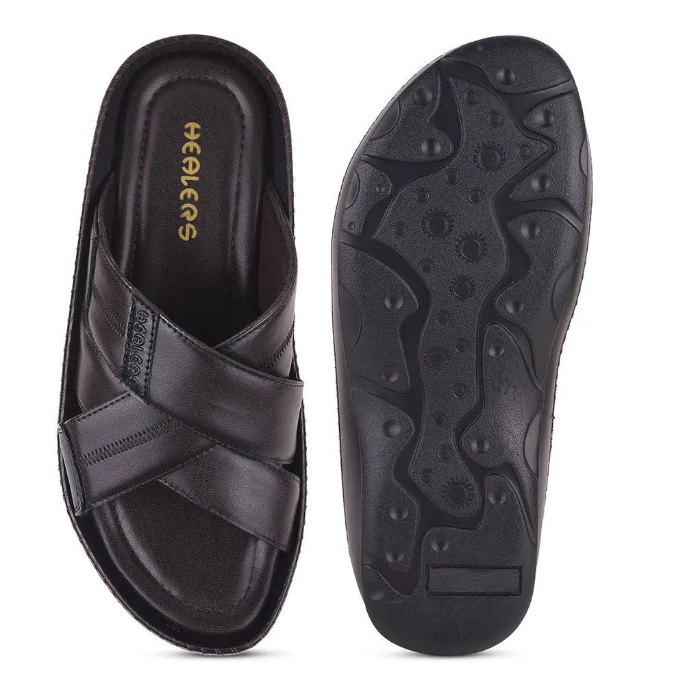 Healers Brown Casual Slippers For Men STARC-2E By Liberty