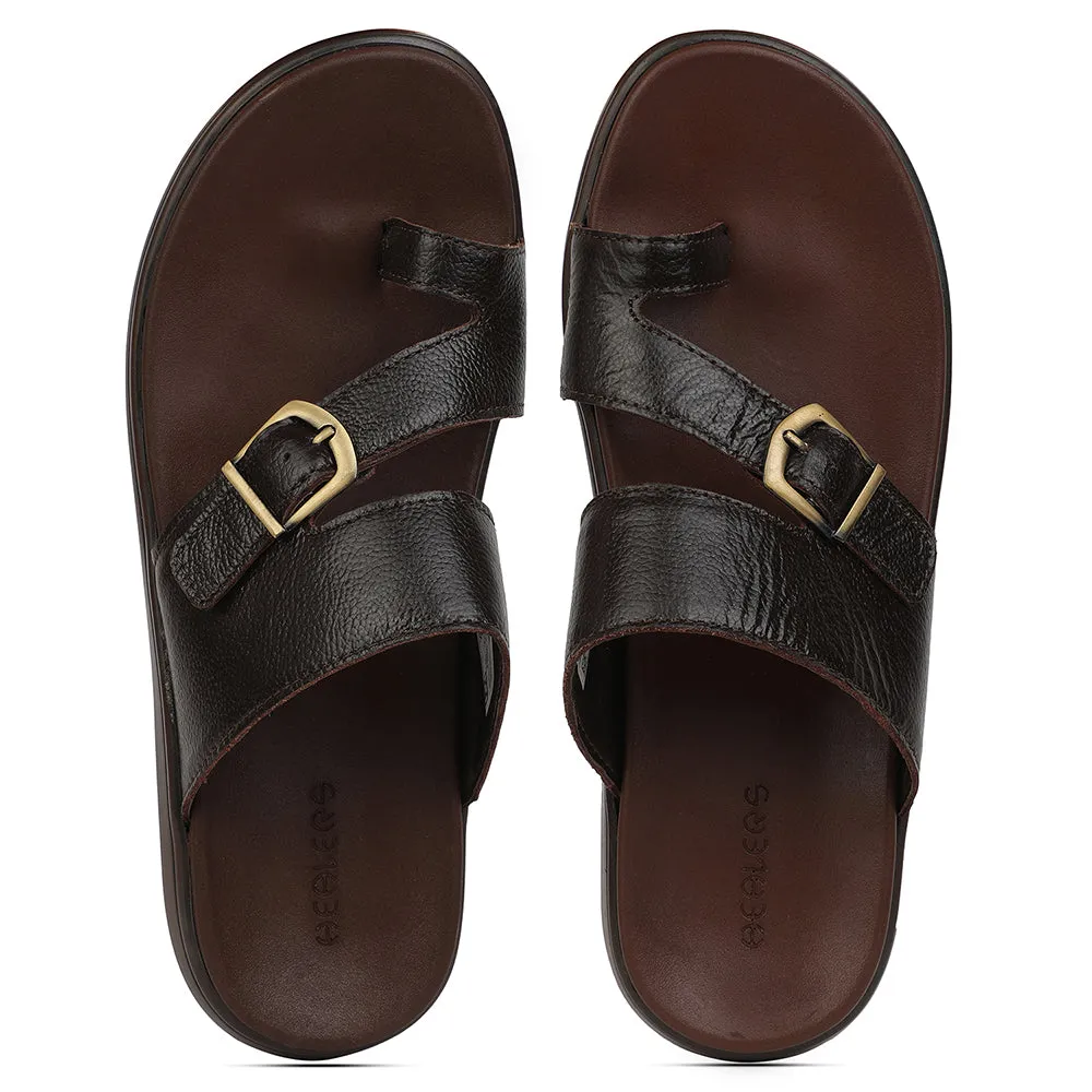 Healers Brown Casual Toe Ring Slipper For Men MDL-10E By Liberty