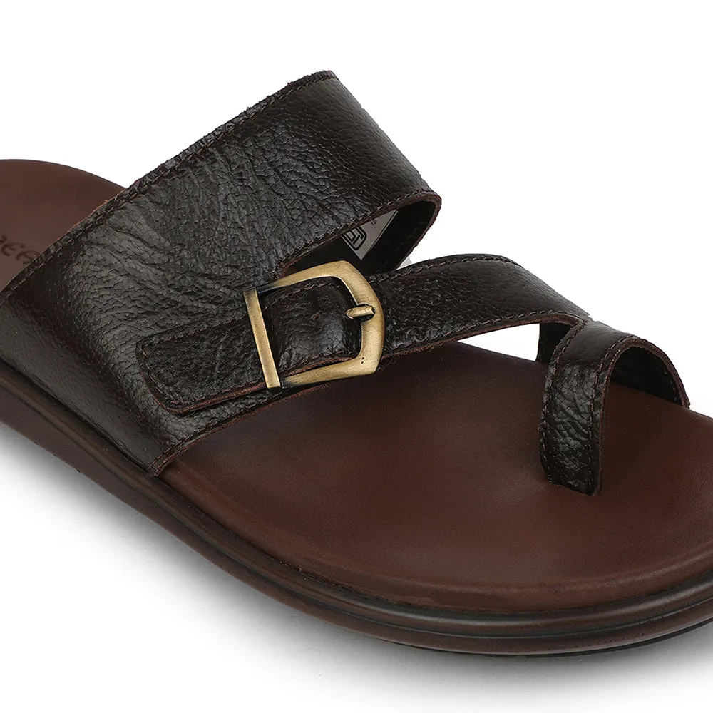 Healers Brown Casual Toe Ring Slipper For Men MDL-10E By Liberty