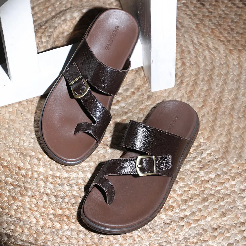 Healers Brown Casual Toe Ring Slipper For Men MDL-10E By Liberty