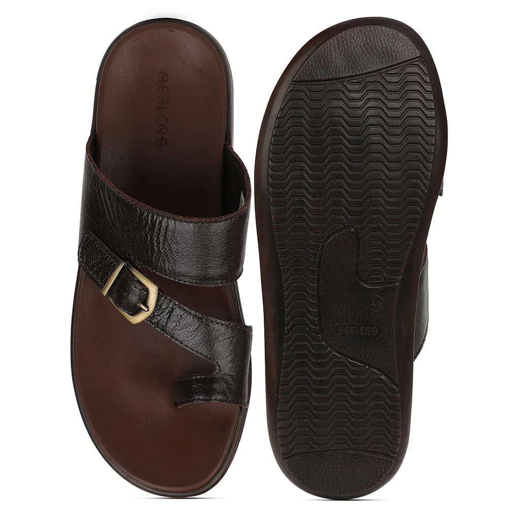 Healers Brown Casual Toe Ring Slipper For Men MDL-10E By Liberty