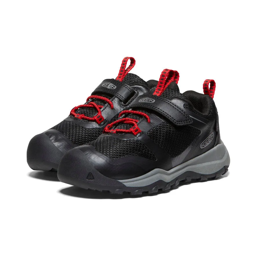 Keen Little Kids' Wanduro Waterproof Shoe  |  Black/Ribbon Red