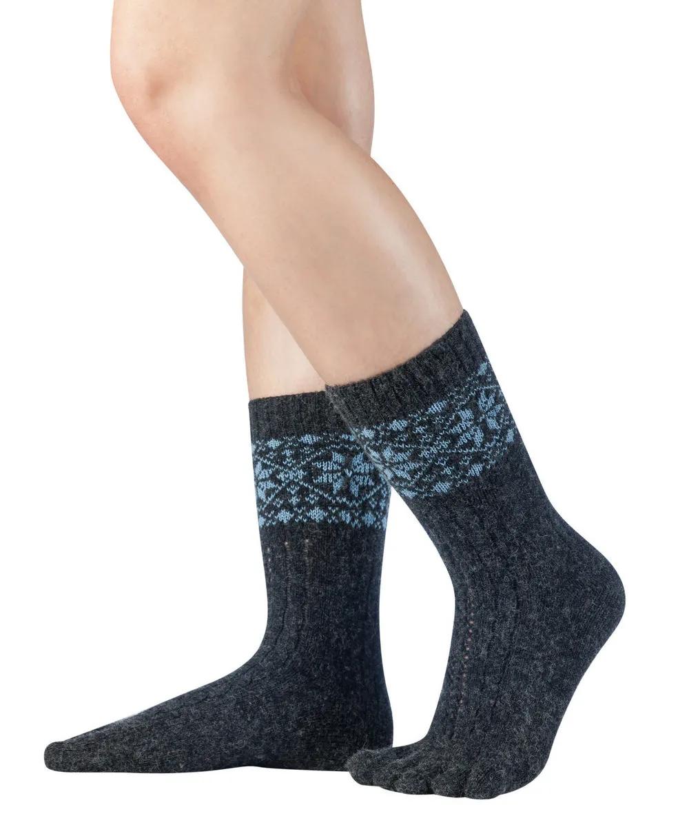 Knitido Merino & Cashmere Snowflakes  Tsokker  Anthracite / Light Blue