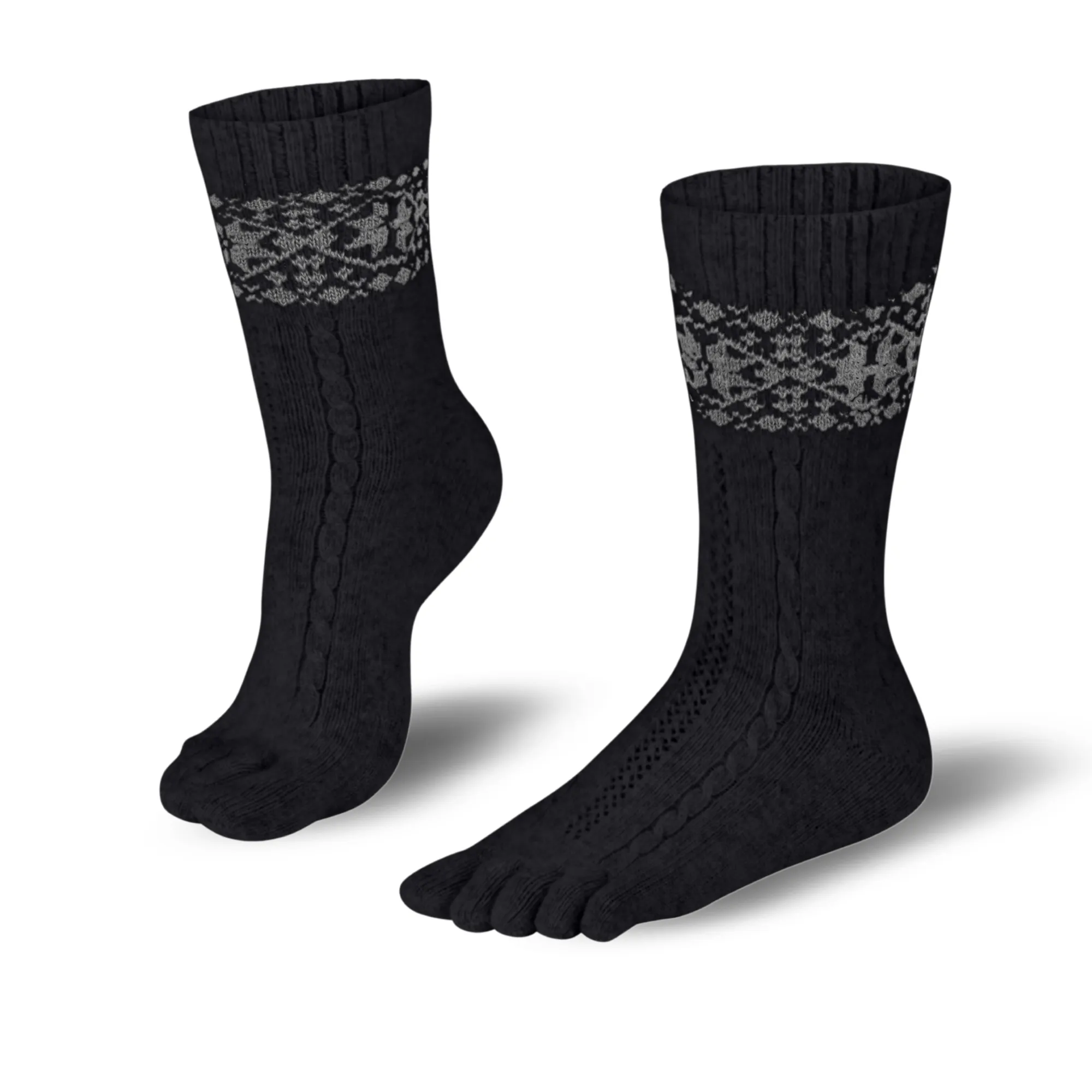 Knitido Merino & Cashmere Snowflakes  Tsokker  Black / Grey