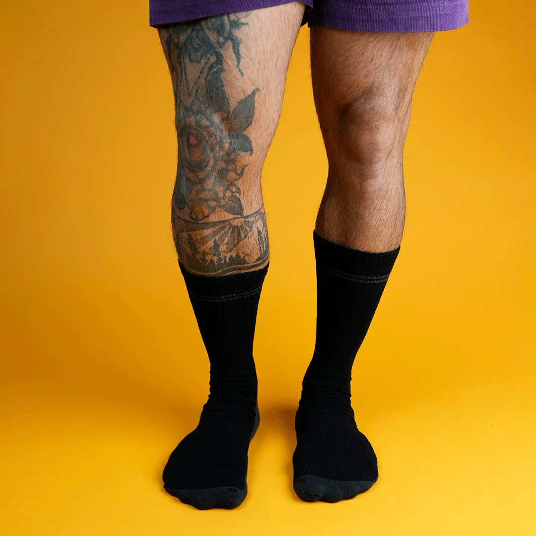 My Foot Function Wide Socks  Crew Length  Black