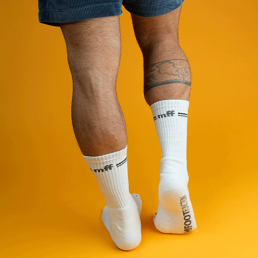My Foot Function Wide Socks  Crew Length  White