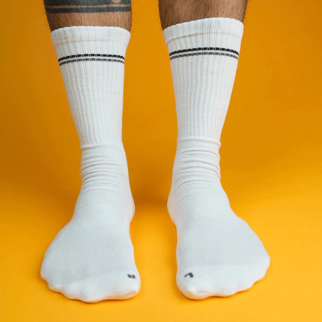 My Foot Function Wide Socks  Crew Length  White