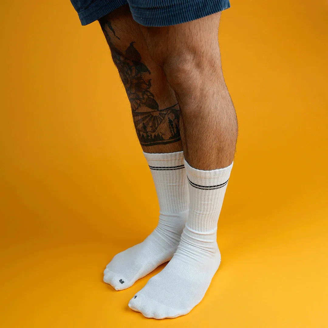 My Foot Function Wide Socks  Crew Length  White