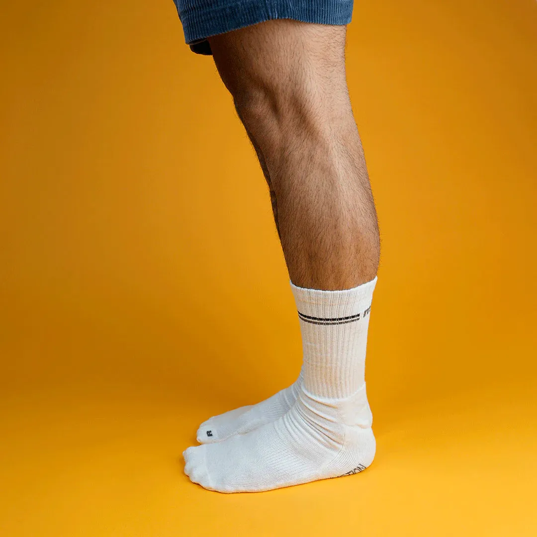 My Foot Function Wide Socks  Crew Length  White