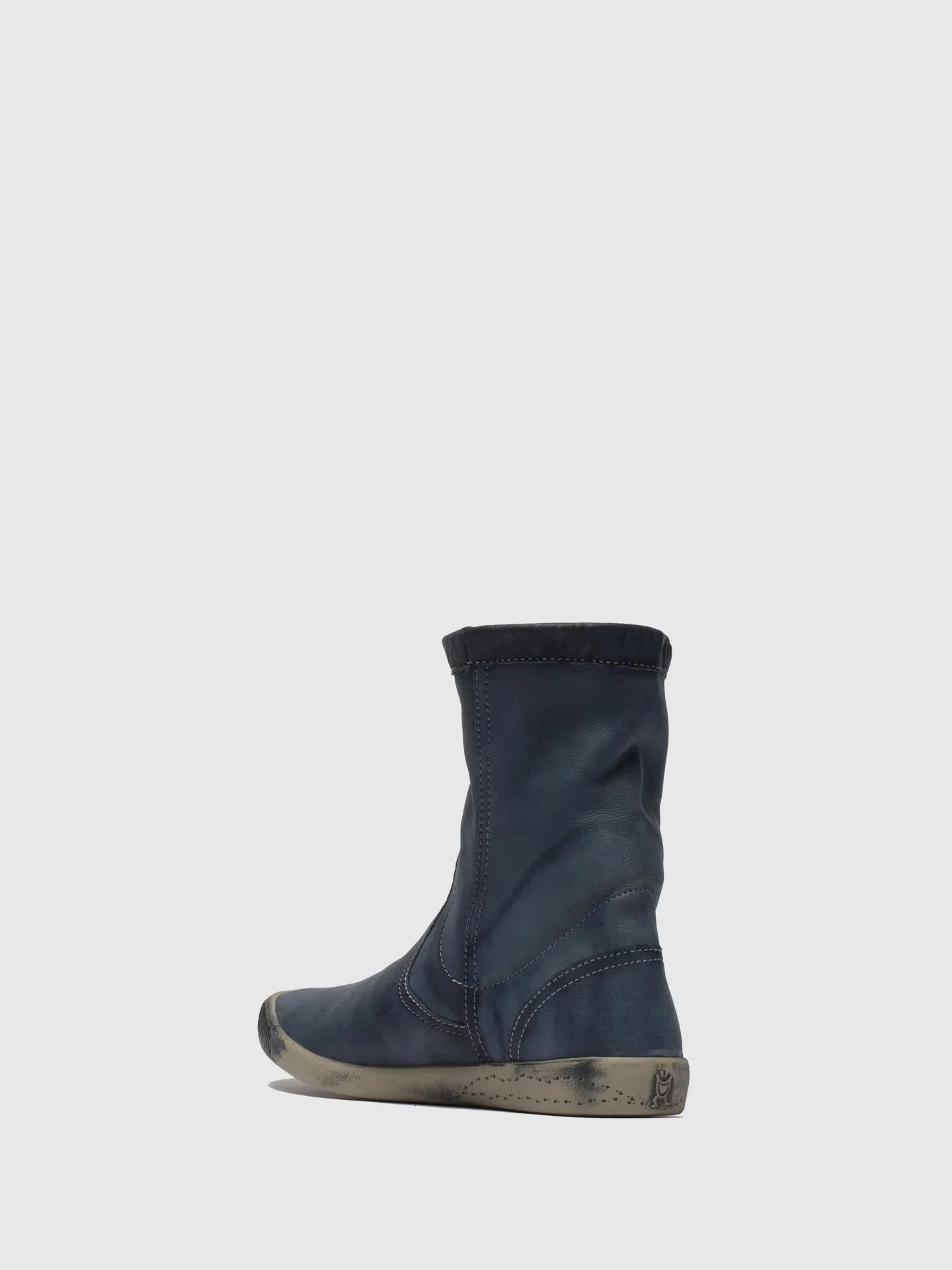 Navy Round Toe Ankle Boots