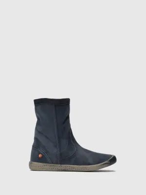 Navy Round Toe Ankle Boots
