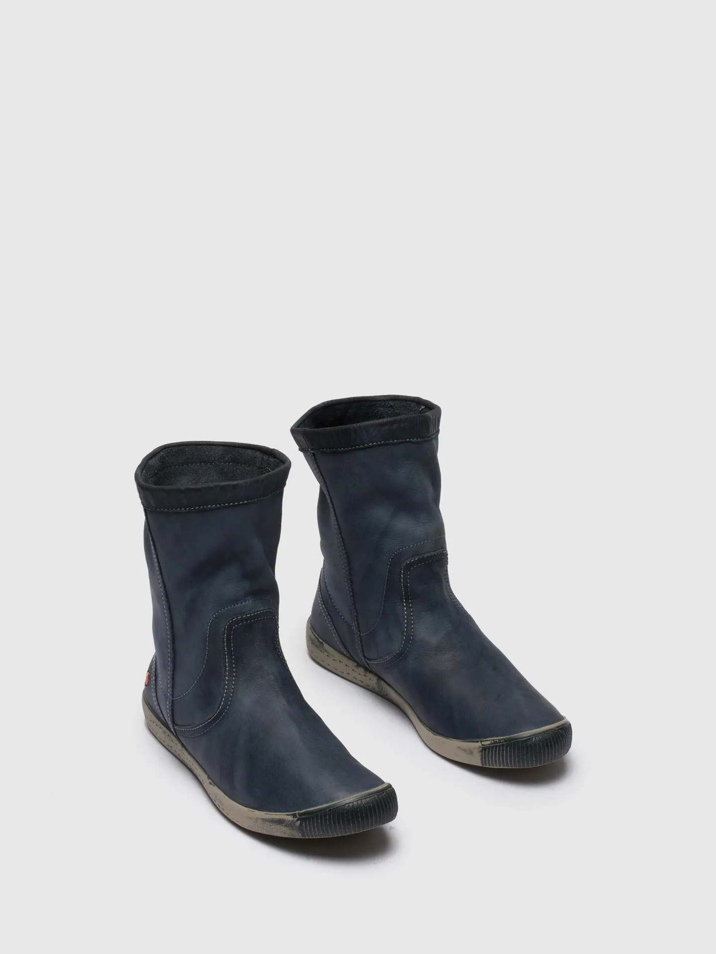 Navy Round Toe Ankle Boots