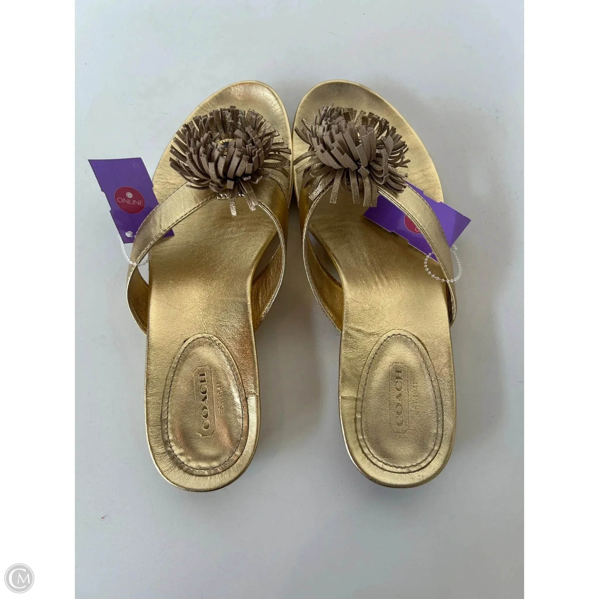 Sandals Designer By Coach In Gold, Size: 8