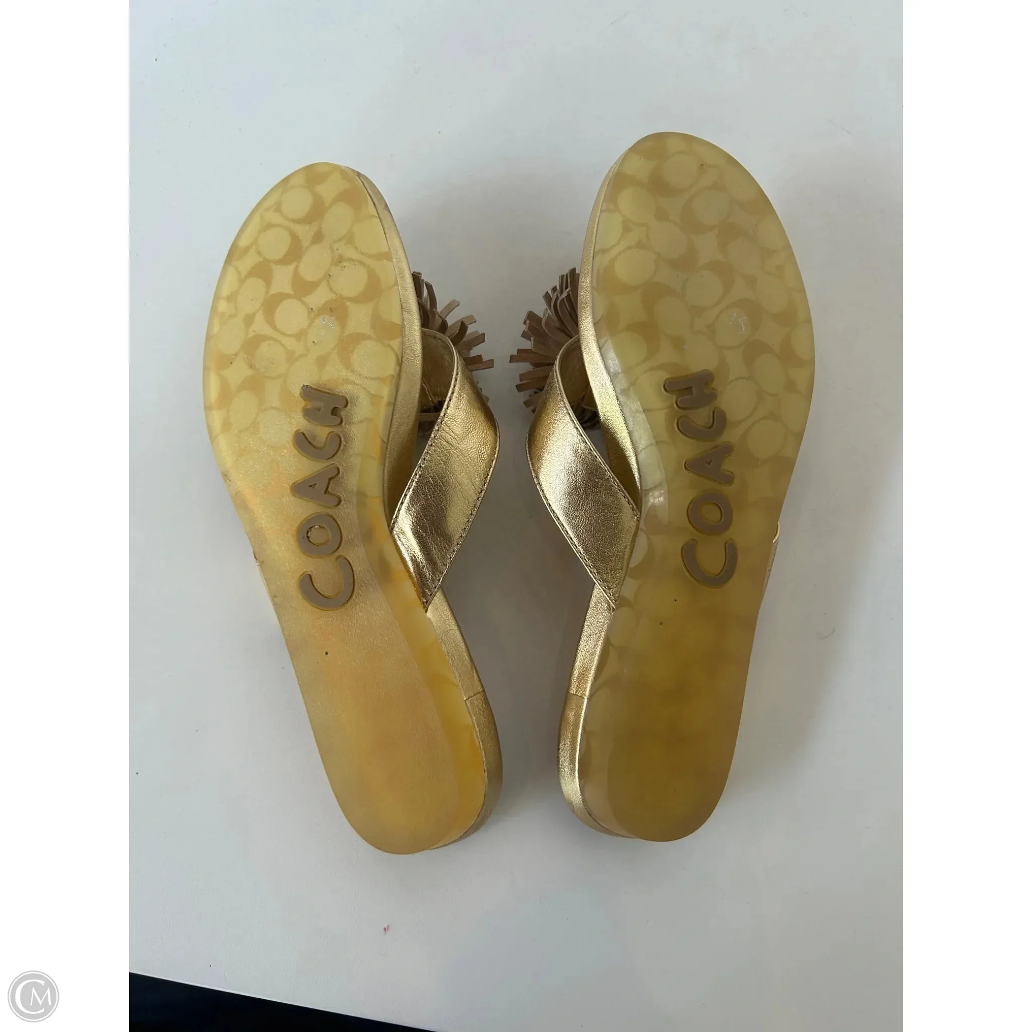Sandals Designer By Coach In Gold, Size: 8