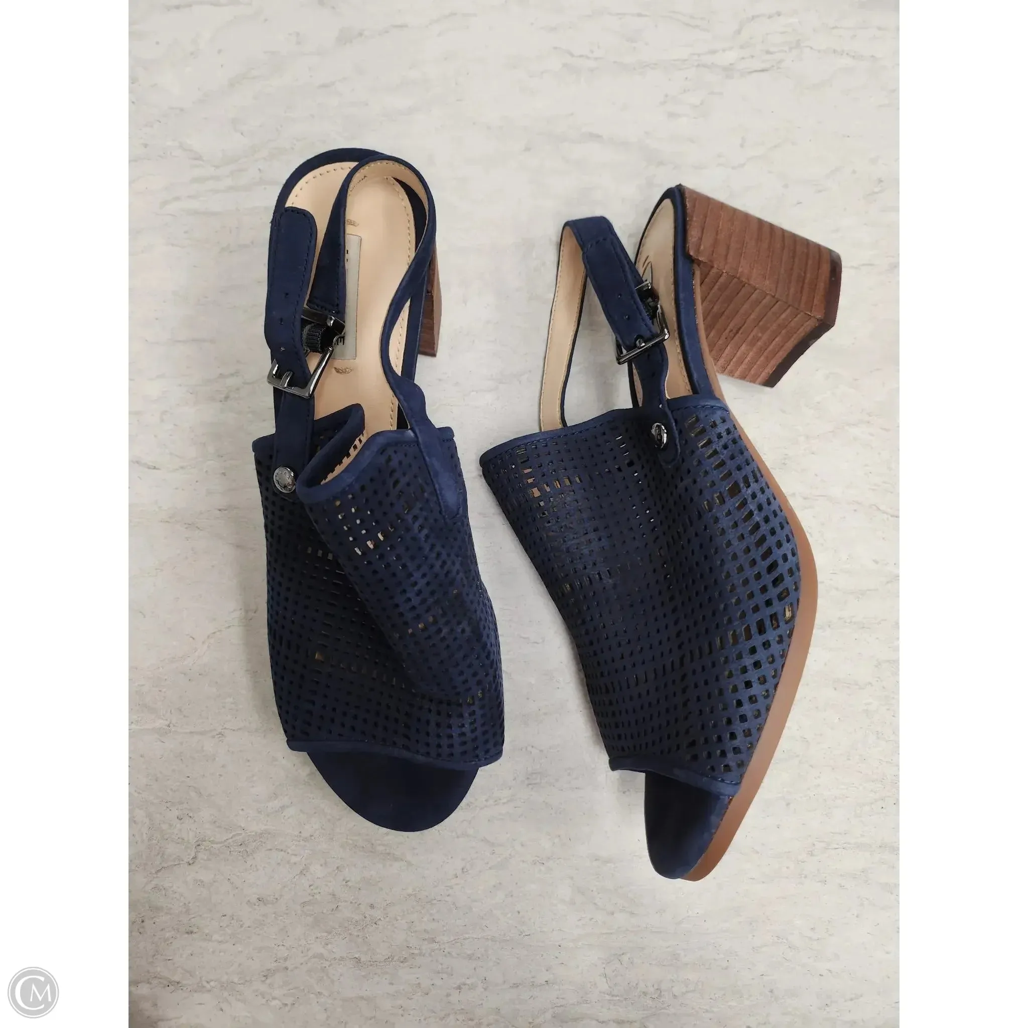 Sandals Heels Block By Alex Marie In Blue, Size: 7