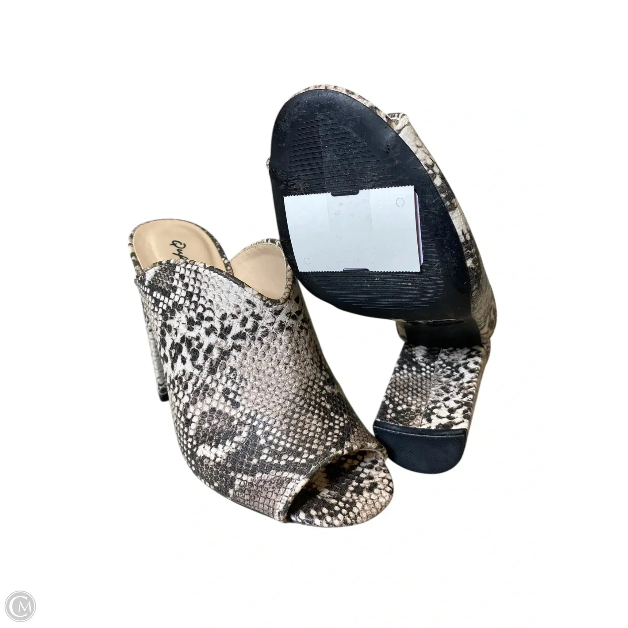 Sandals Heels Block By Qupid In Snakeskin Print, Size: 7