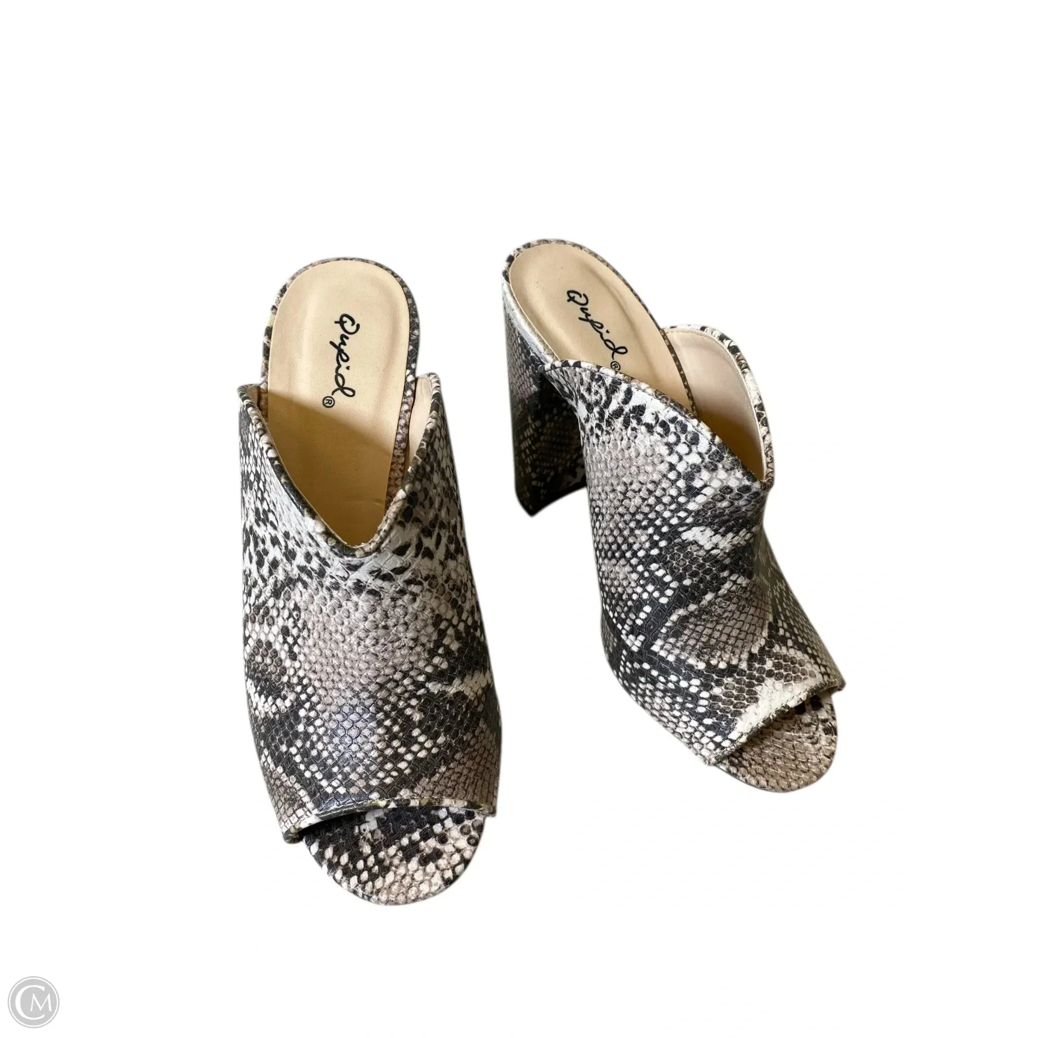 Sandals Heels Block By Qupid In Snakeskin Print, Size: 7