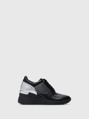 Silver Black Wedge Trainers