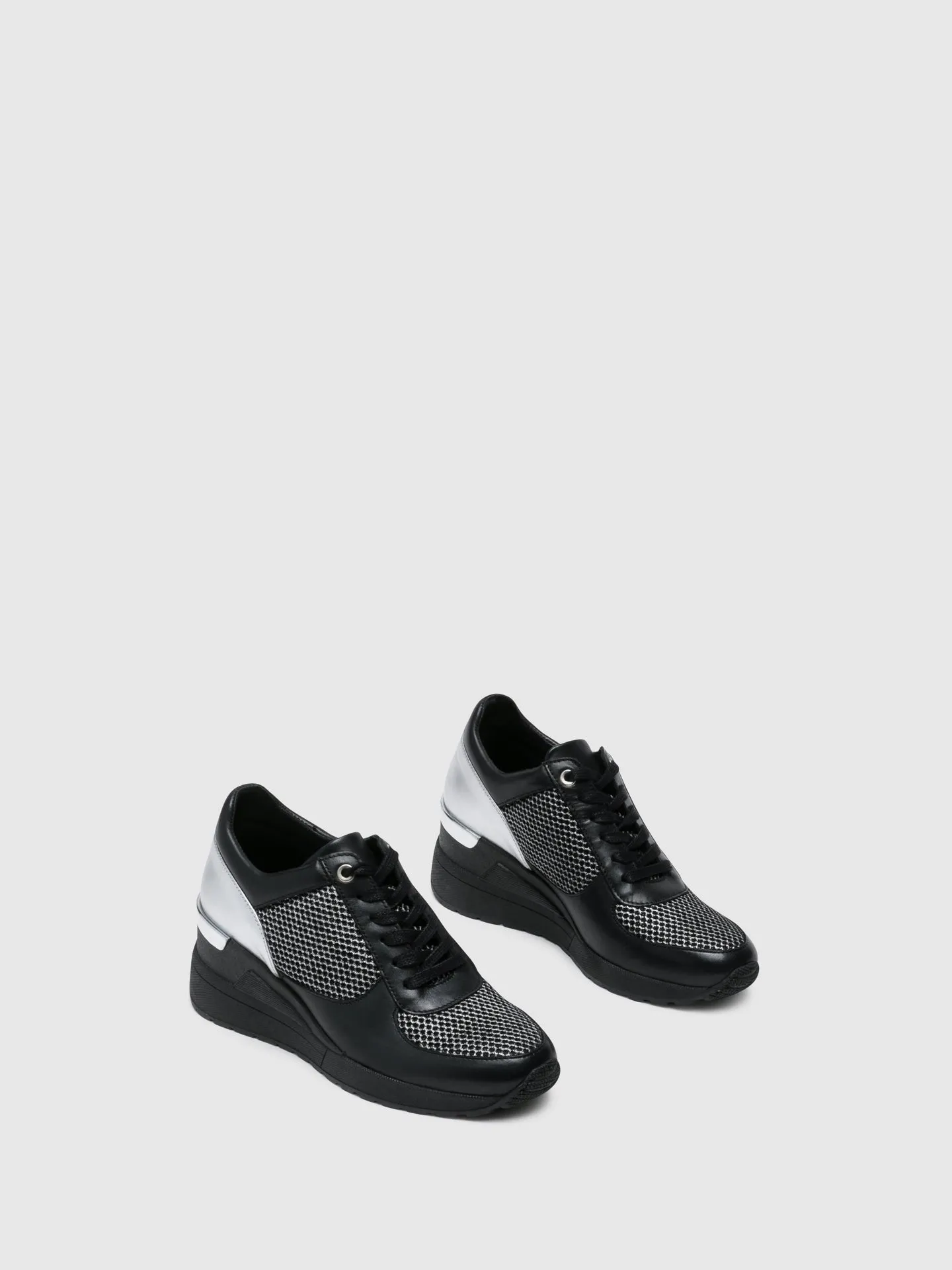Silver Black Wedge Trainers