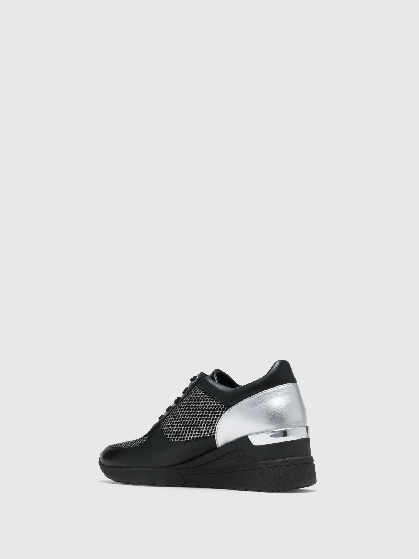 Silver Black Wedge Trainers