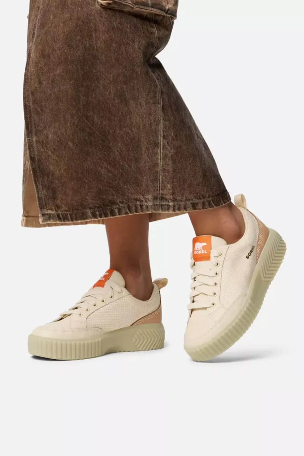 Sorel Out N About Ave Low Waterproof Sneakers for Women in Bleached Ceramic/Light Aloe | 2115191-165