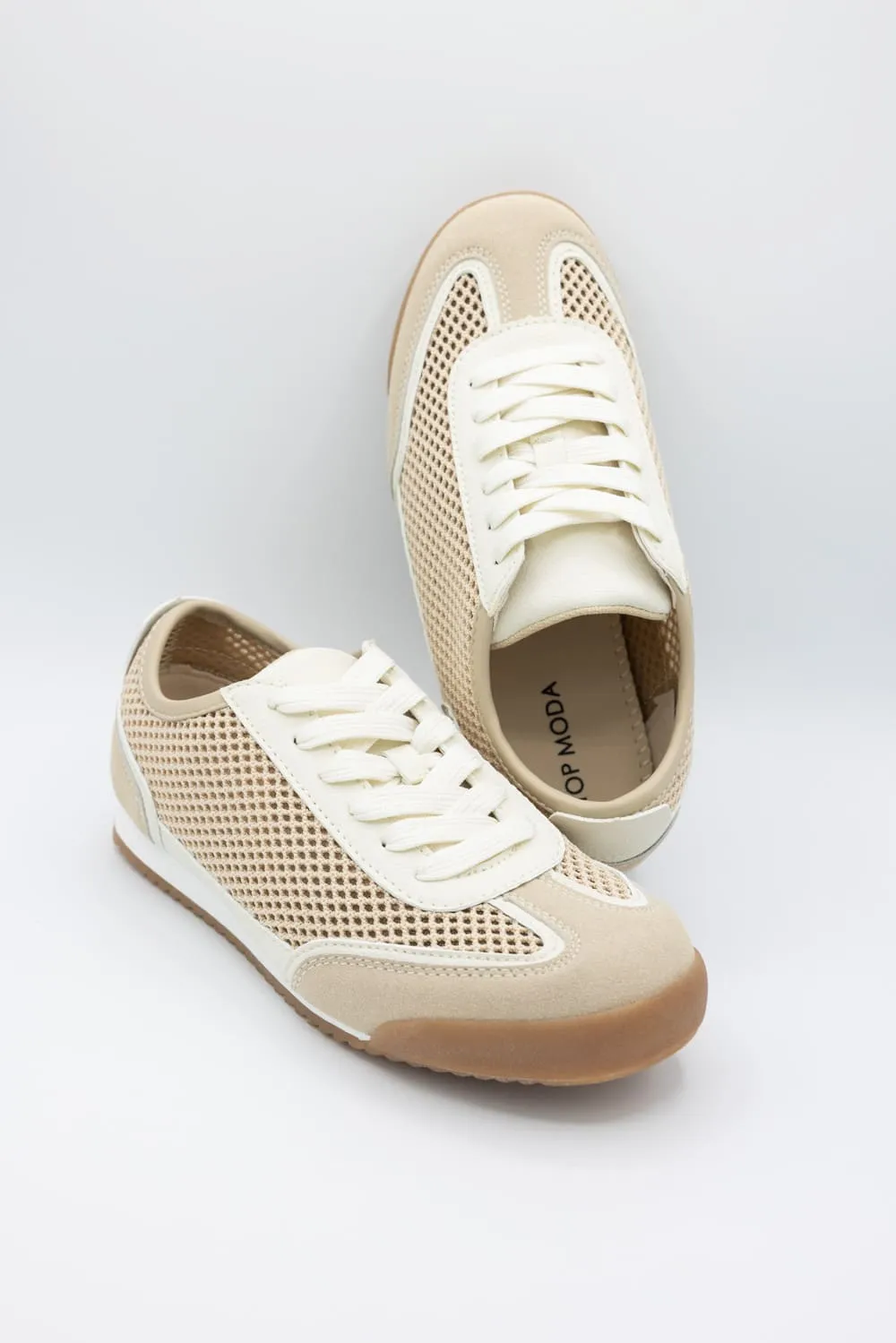 Top Moda Carly Mesh Sneakers for Women in Beige | CARLY-1 BEIGE