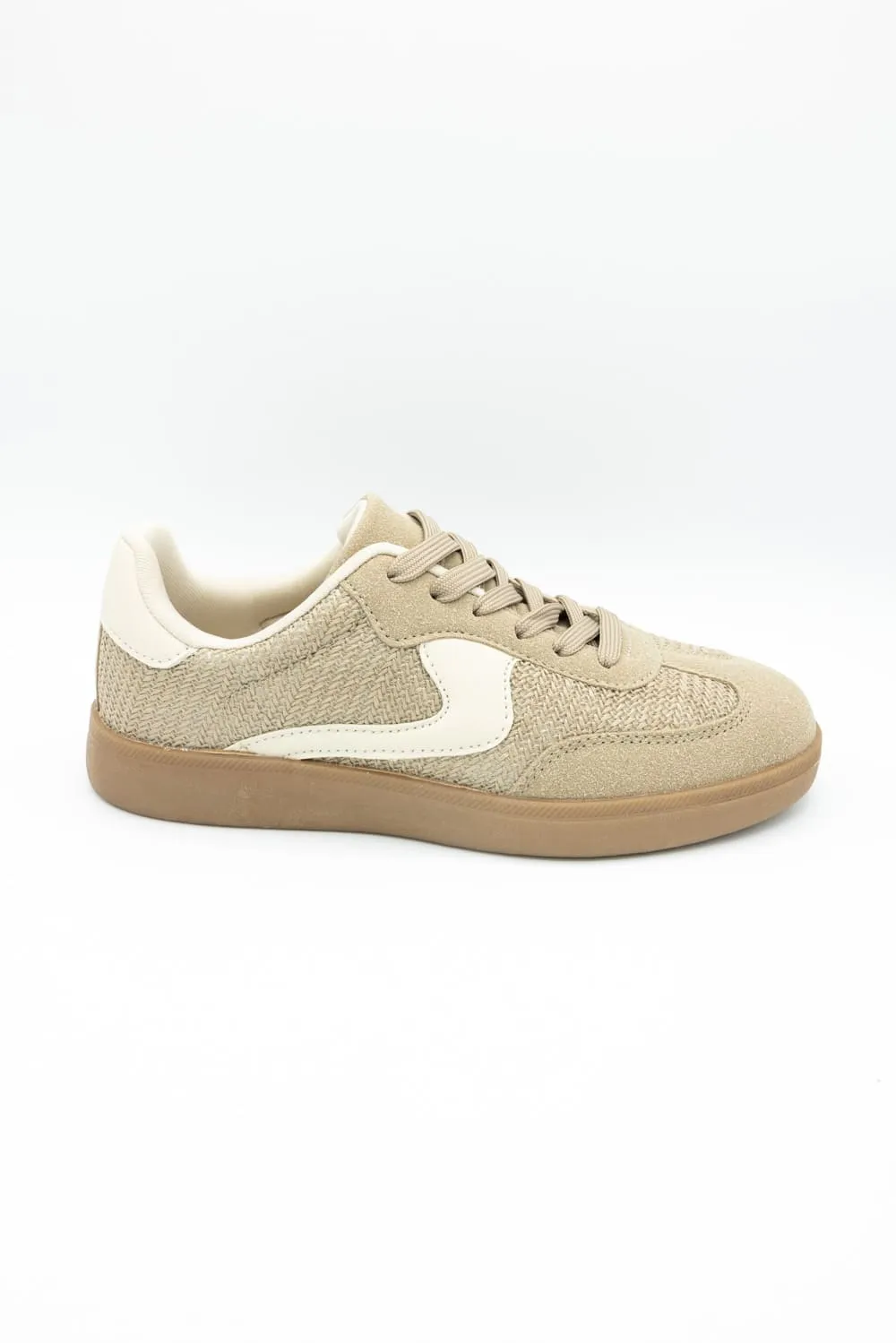 Top Moda Remus Raffia Sneakers for Women in Taupe | REMUS-1 TAUPE RAFFIA