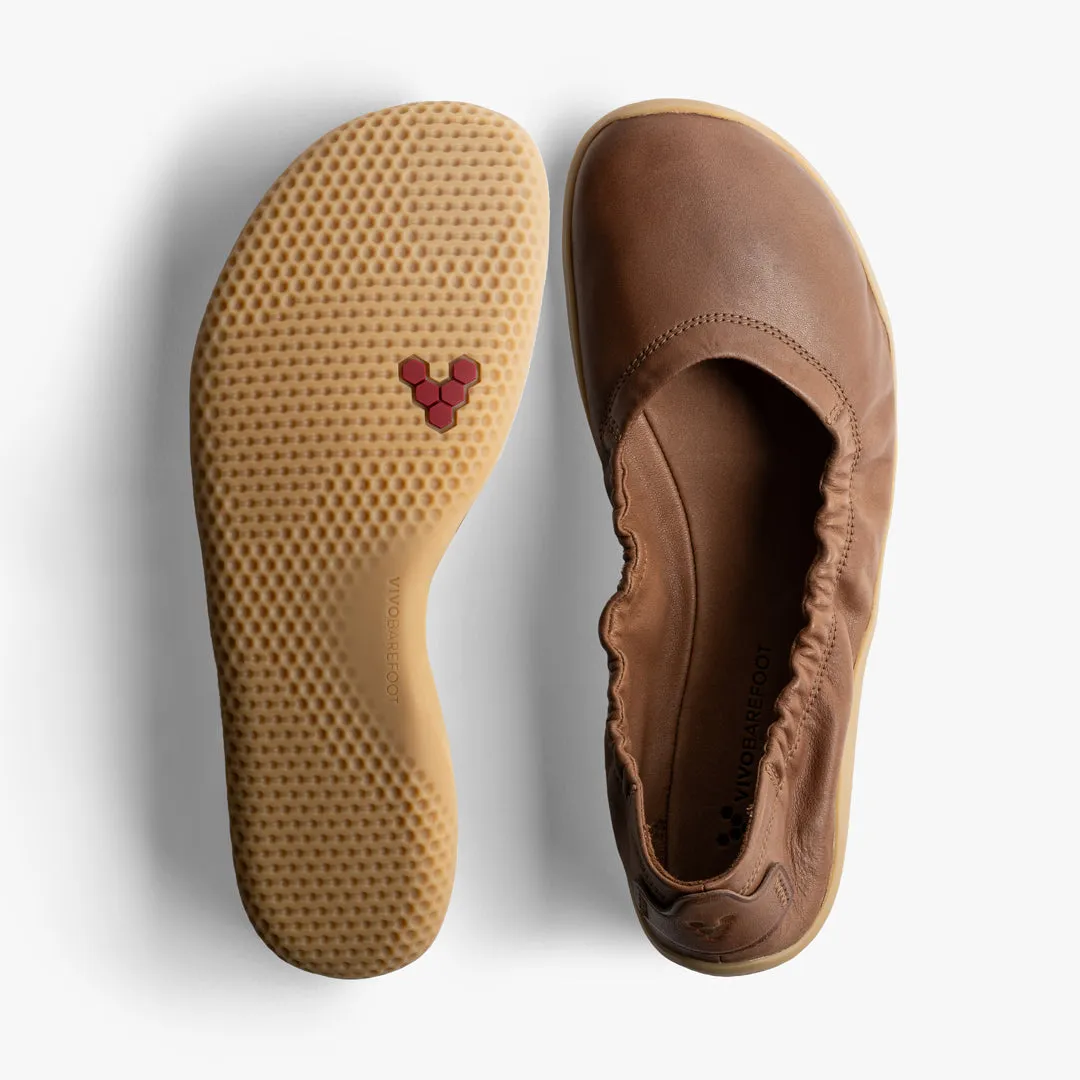 Vivobarefoot Asana Yin Ballerina Leather Womens  Tan