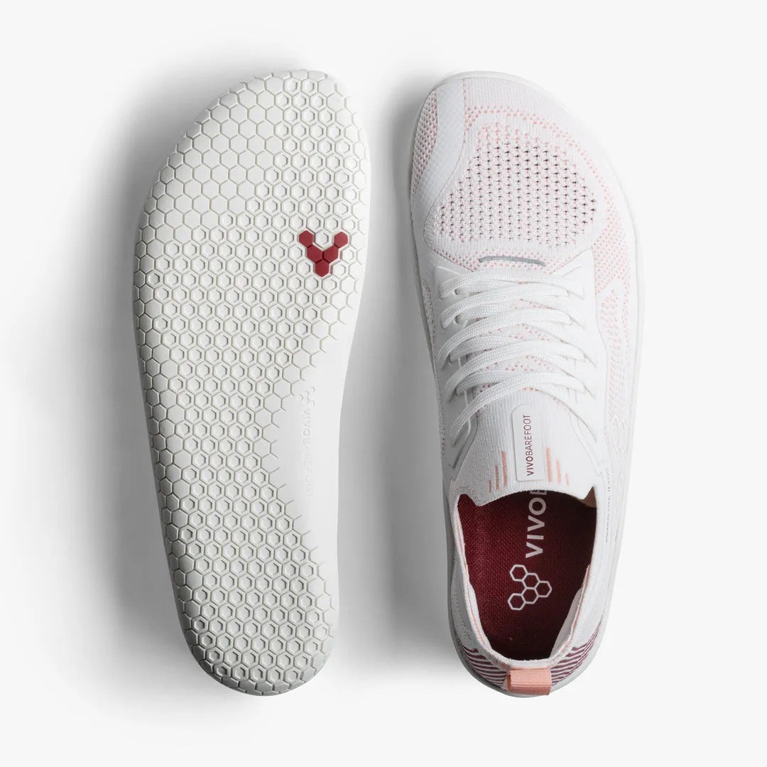 Vivobarefoot Primus Lite Knit Mens  White/Peach Melba