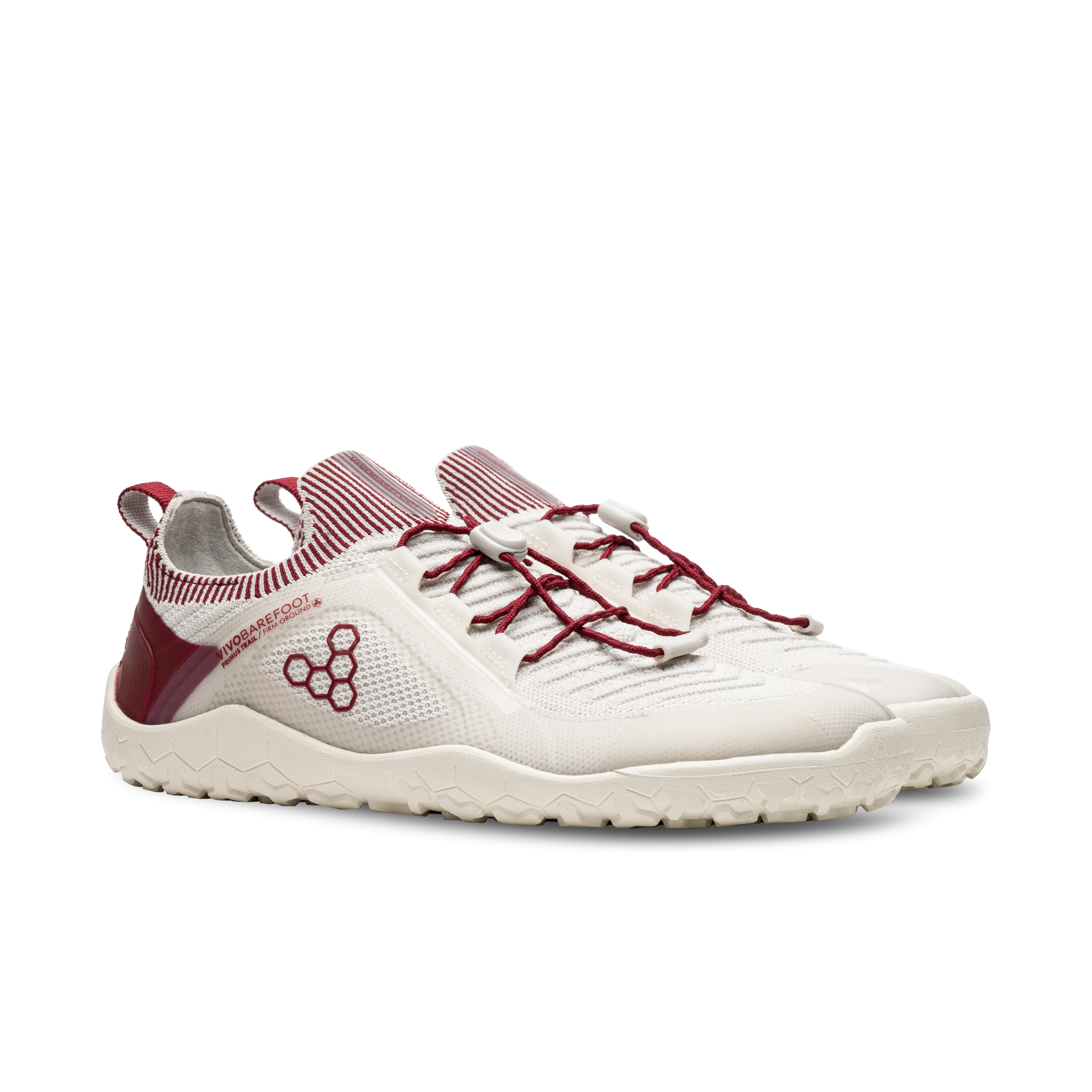 Vivobarefoot Primus Trail Knit FG Womens  Limestone/Rumba Red