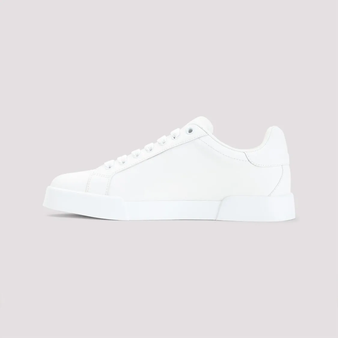 White Leather Sneakers With Perforated Logo Detail